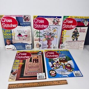 2002 The Cross Stitcher Magazine lot of 5 Christmas Autumn Patriotic Floral Bird